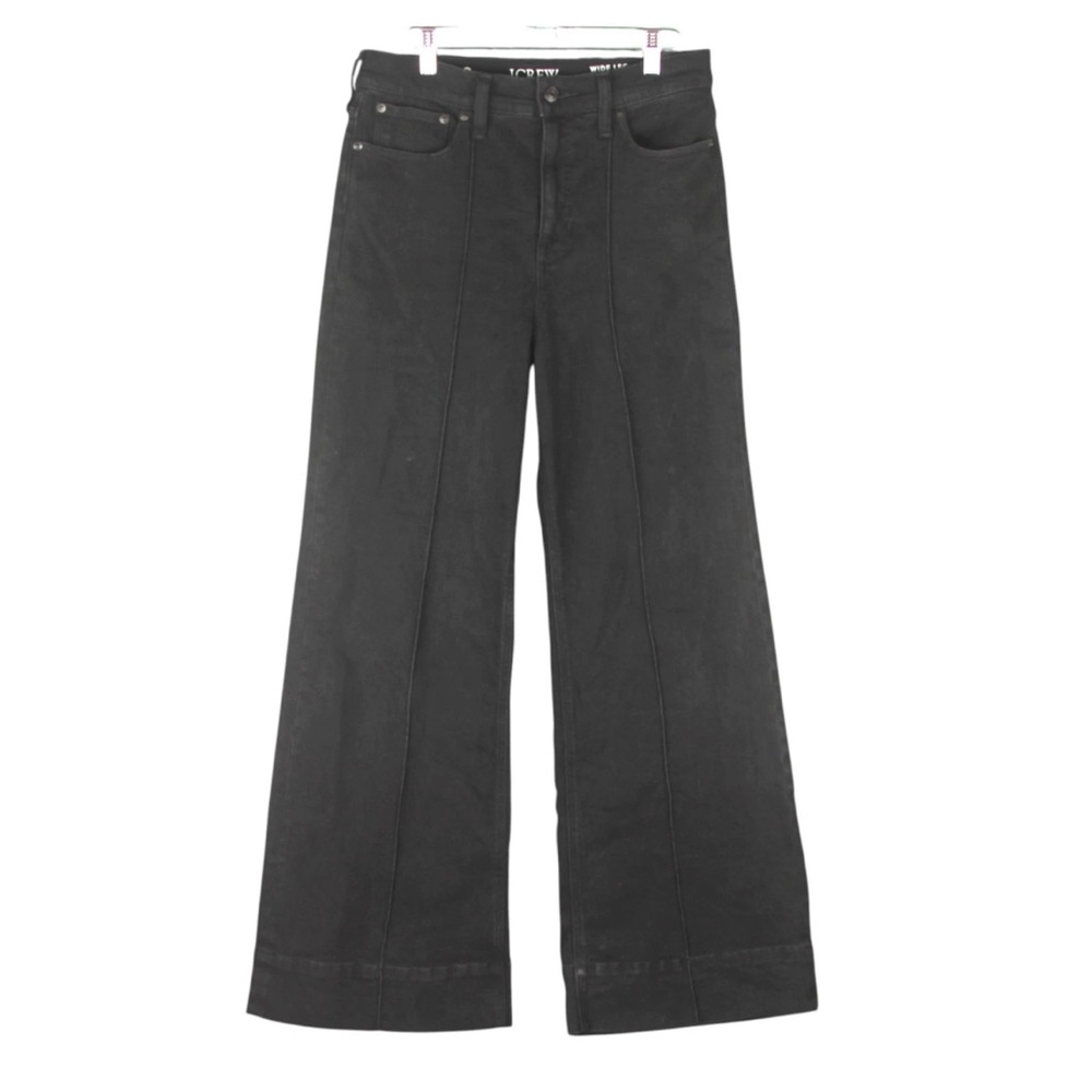 J Crew Wide Leg Trouser Jeans Womens 29x32 Black Denim Dark Wash Relaxed Baggy